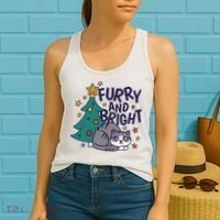 Furry And Bright Funny Cute Christmas Cat Women's Tank Top thumb 2