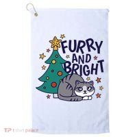 Furry And Bright Funny Cute Christmas Cat Golf Towel thumb 0