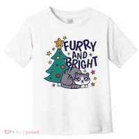 Furry And Bright Funny Cute Christmas Cat Toddler T-Shirt thumb 0