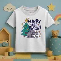 Furry And Bright Funny Cute Christmas Cat Toddler T-Shirt thumb 3