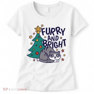 Furry And Bright Funny Cute Christmas Cat Women's T-Shirt