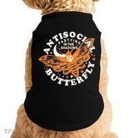 Funny Antisocial Butterfly Moth Partying In The Shadows Doggie Tank thumb 0