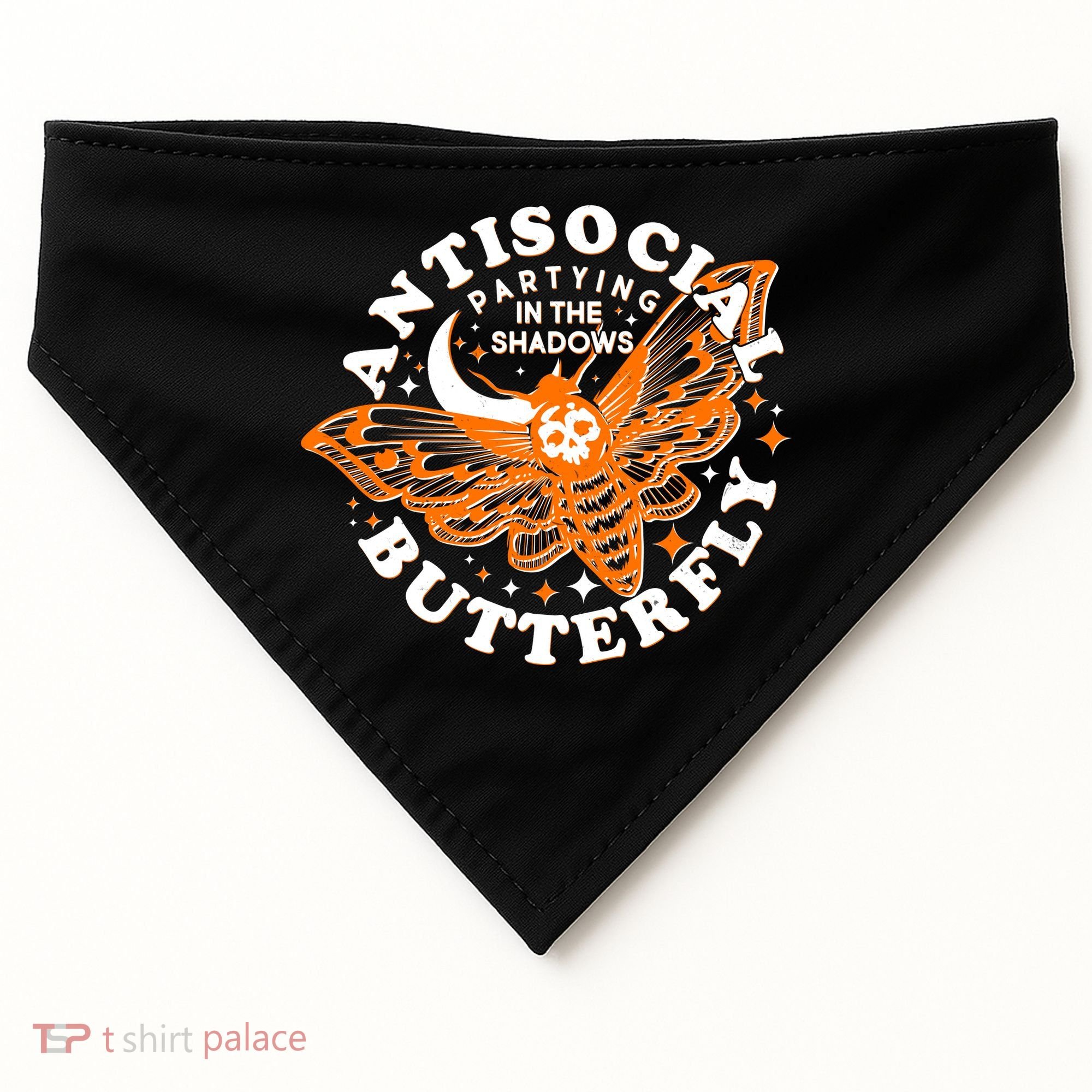 Funny Antisocial Butterfly Moth Partying In The Shadows USA-Made Doggie Bandana