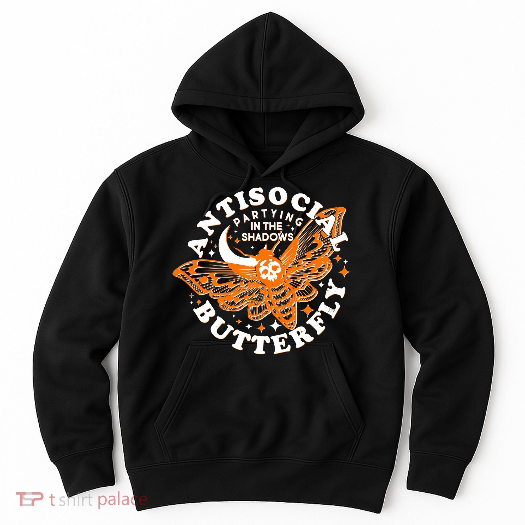 Funny Antisocial Butterfly Moth Partying In The Shadows Hoodie