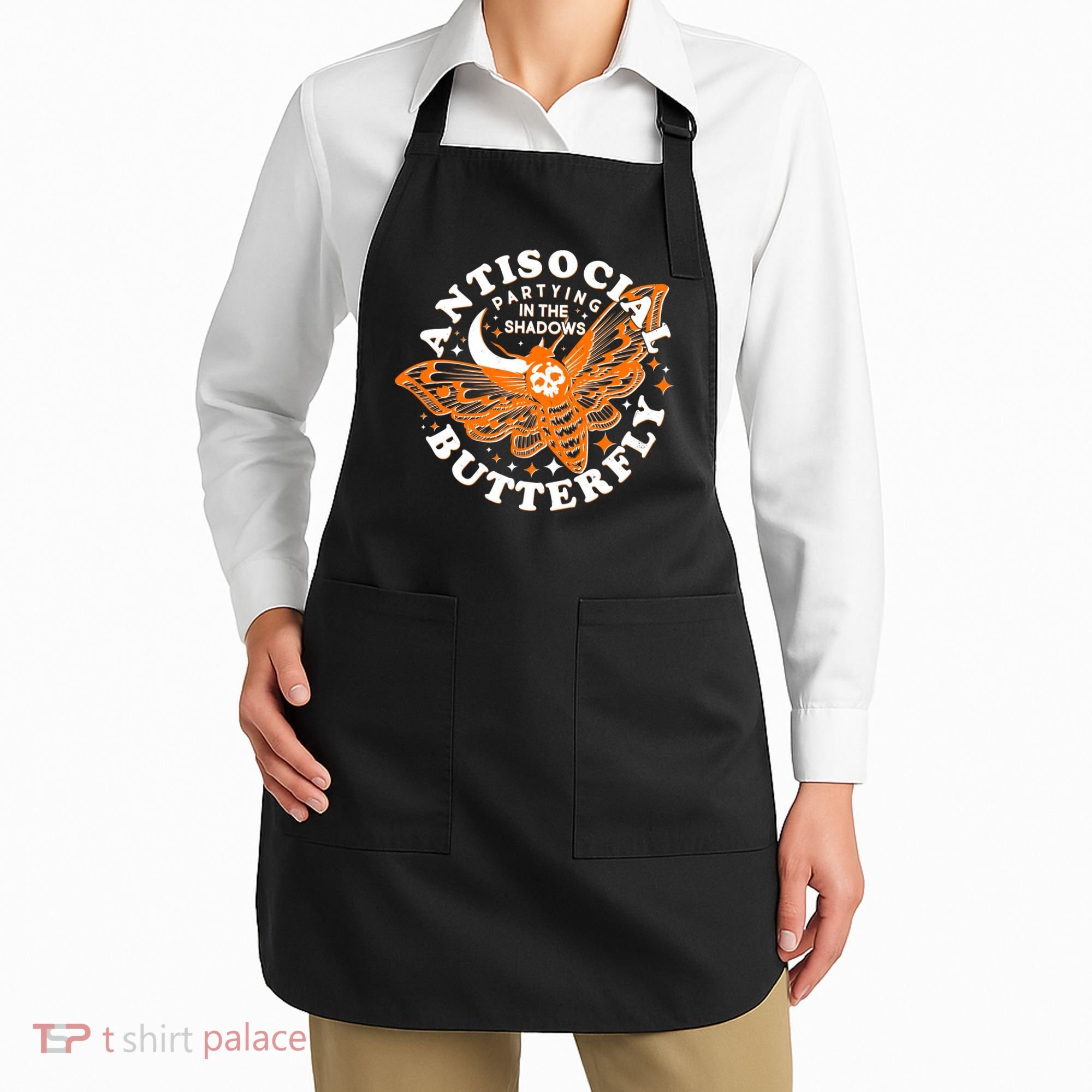 Funny Antisocial Butterfly Moth Partying In The Shadows Apron
