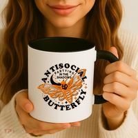 Funny Antisocial Butterfly Moth Partying In The Shadows Coffee Mug thumb 3