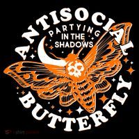 Funny Antisocial Butterfly Moth Partying In The Shadows Women's Hoodie thumb 2