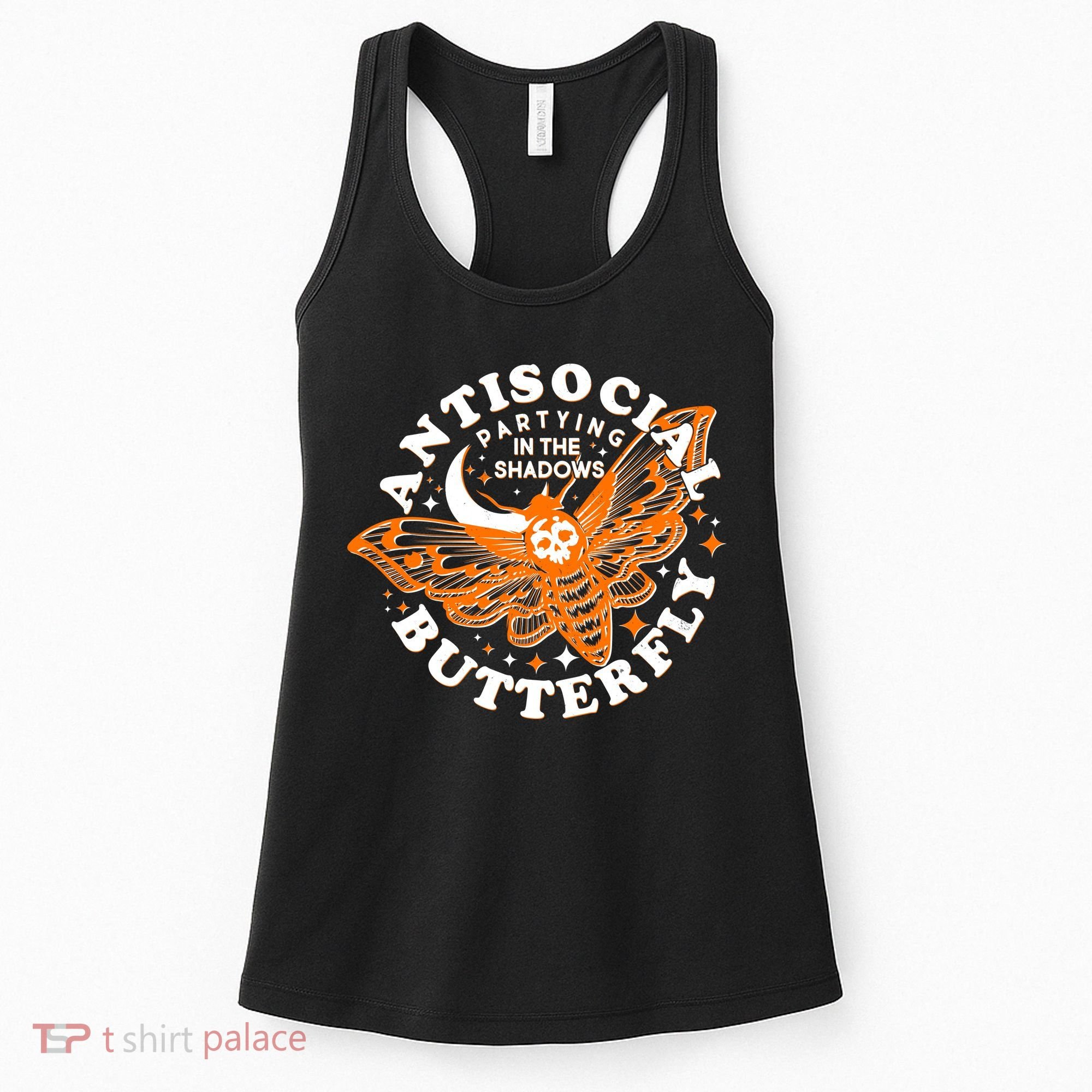 Funny Antisocial Butterfly Moth Partying In The Shadows Women's Tank Top