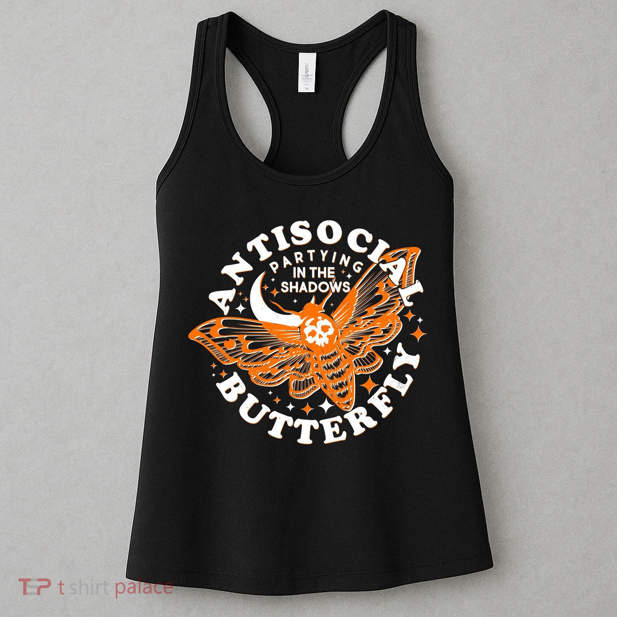 Funny Antisocial Butterfly Moth Partying In The Shadows Women's Tank Top
