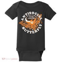 Funny Antisocial Butterfly Moth Partying In The Shadows Baby Bodysuit thumb 0