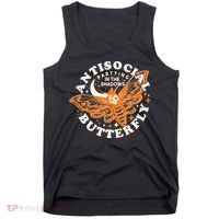 Funny Antisocial Butterfly Moth Partying In The Shadows Tank Top thumb 0
