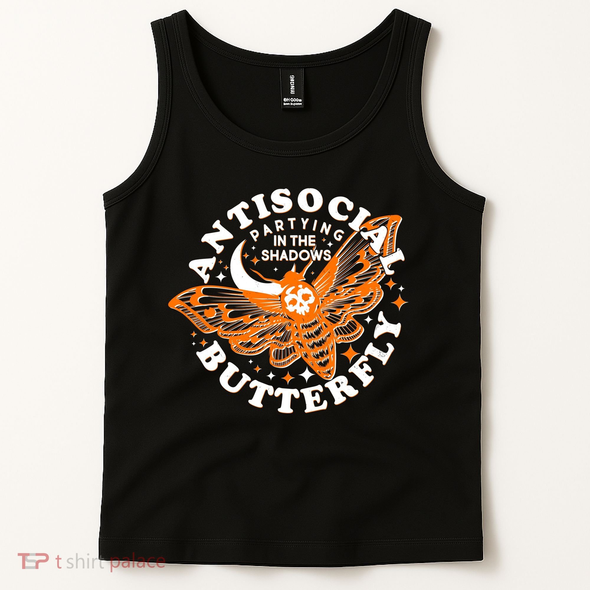 Funny Antisocial Butterfly Moth Partying In The Shadows Tank Top