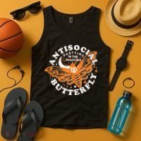 Funny Antisocial Butterfly Moth Partying In The Shadows Tank Top thumb 4