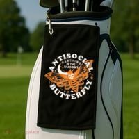 Funny Antisocial Butterfly Moth Partying In The Shadows Golf Towel thumb 2