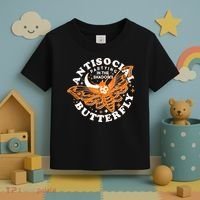 Funny Antisocial Butterfly Moth Partying In The Shadows Toddler T-Shirt thumb 3