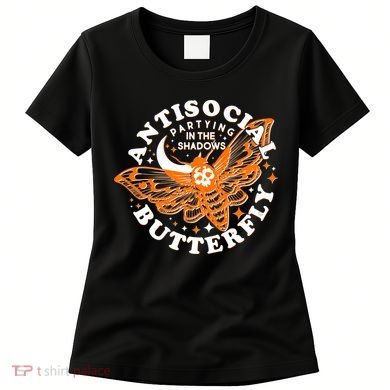 Funny Antisocial Butterfly Moth Partying In The Shadows Women's T-Shirt