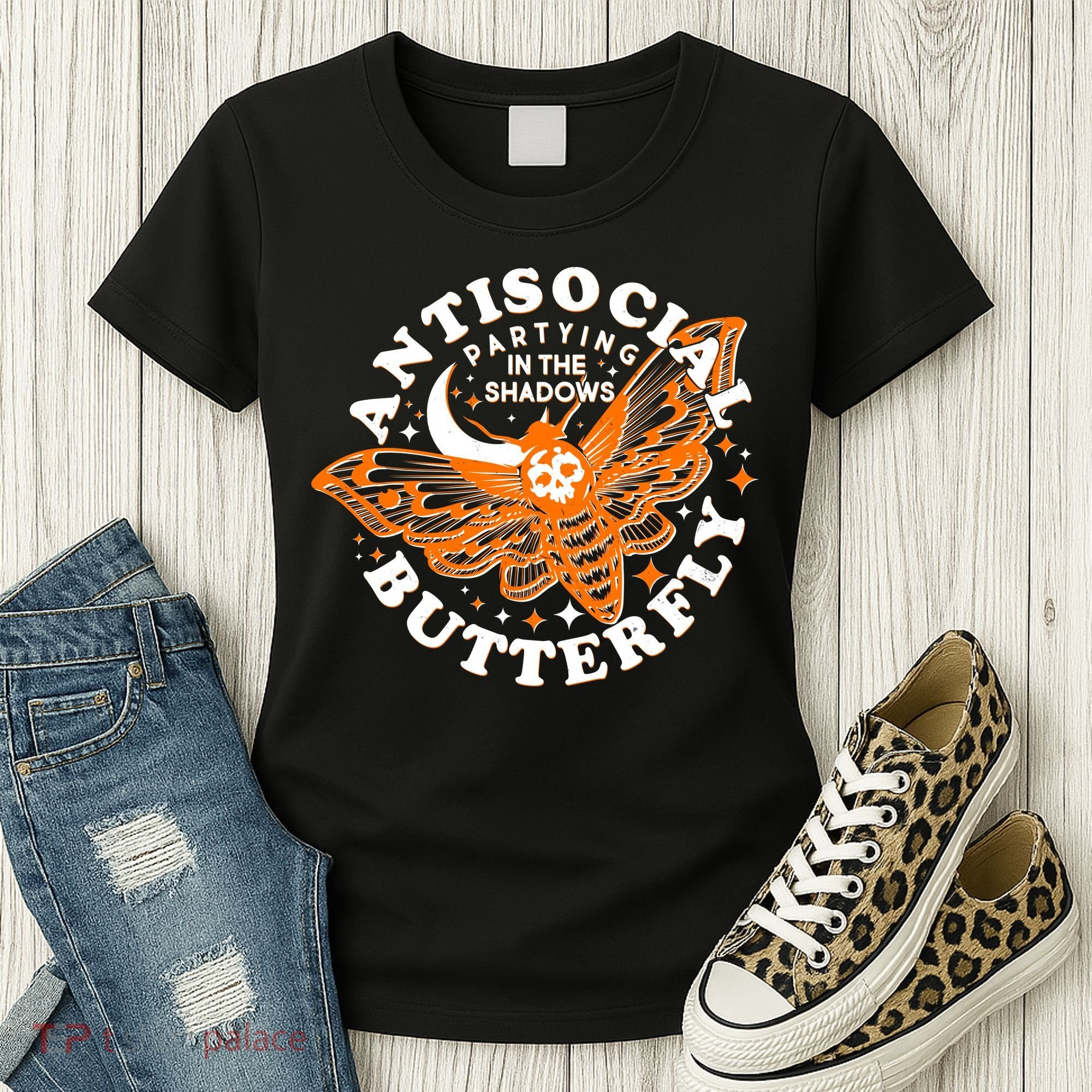 Funny Antisocial Butterfly Moth Partying In The Shadows Women's T-Shirt