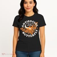 Funny Antisocial Butterfly Moth Partying In The Shadows Women's T-Shirt thumb 4