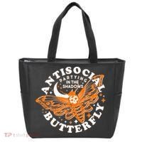 Funny Antisocial Butterfly Moth Partying In The Shadows Tote Bag thumb 0
