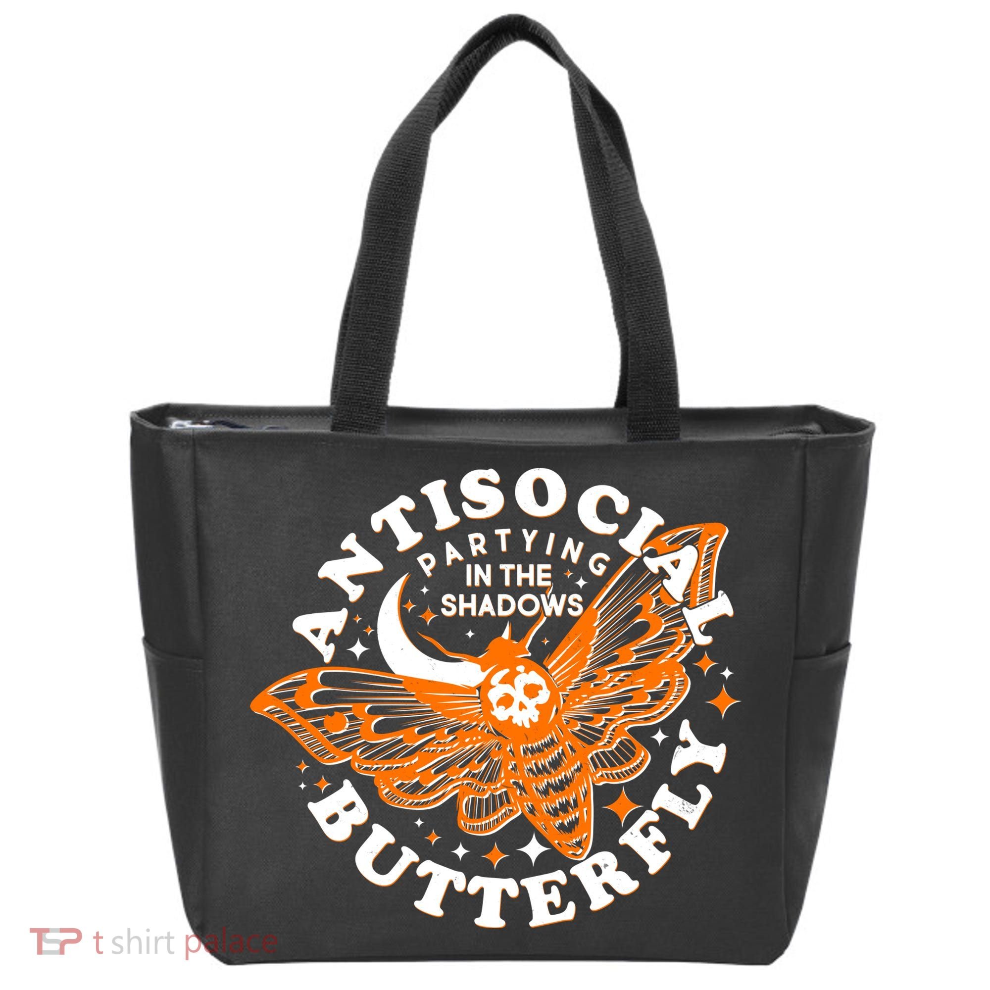 Funny Antisocial Butterfly Moth Partying In The Shadows Tote Bag