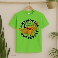 Funny Antisocial Butterfly Moth Partying In The Shadows T-Shirt thumb 2