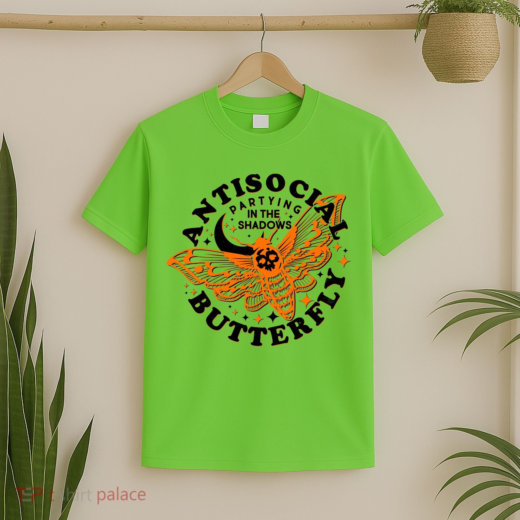 Funny Antisocial Butterfly Moth Partying In The Shadows T-Shirt