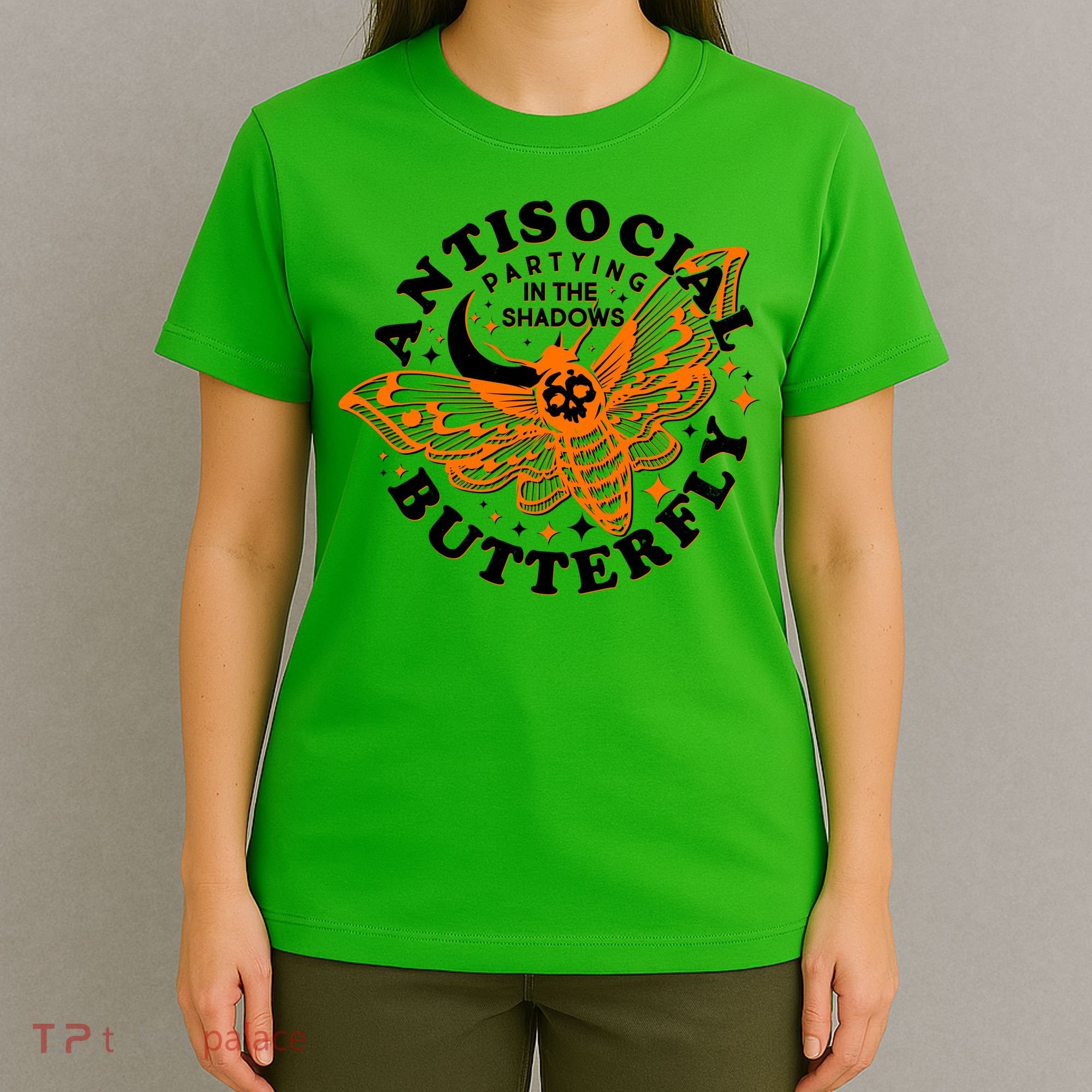 Funny Antisocial Butterfly Moth Partying In The Shadows T-Shirt