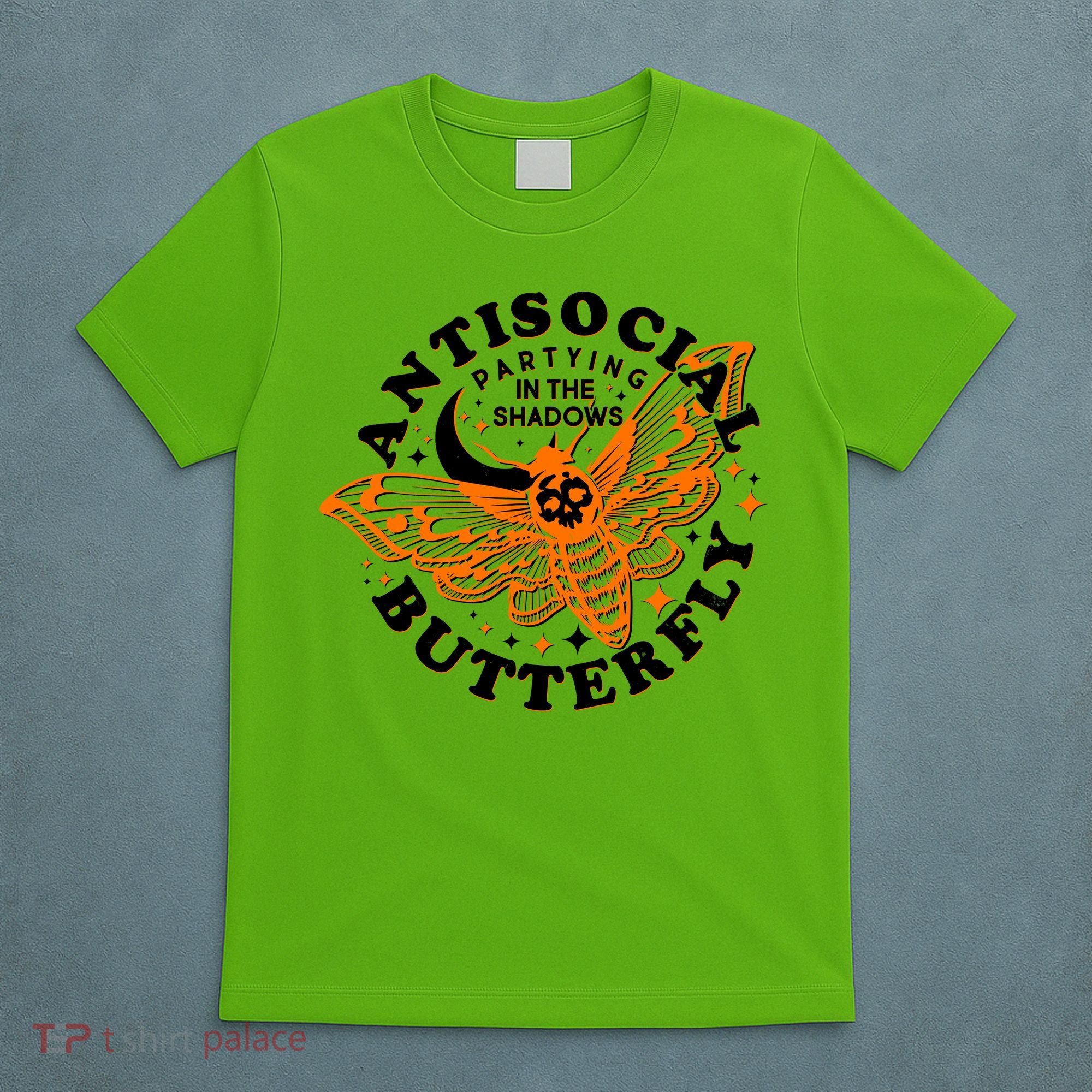 Funny Antisocial Butterfly Moth Partying In The Shadows T-Shirt
