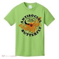 Funny Antisocial Butterfly Moth Partying In The Shadows Kids T-Shirt thumb 0
