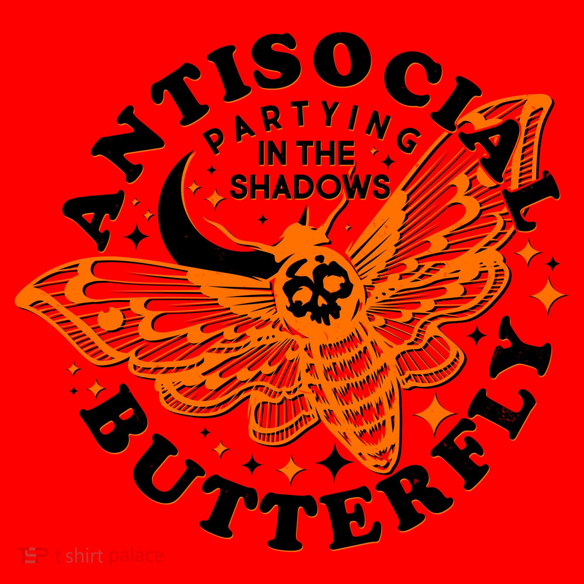 Funny Antisocial Butterfly Moth Partying In The Shadows Santa Hat