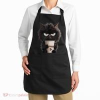 Funny Angry Black Cat Drinking Coffee Loves Coffee Pet Apron thumb 2