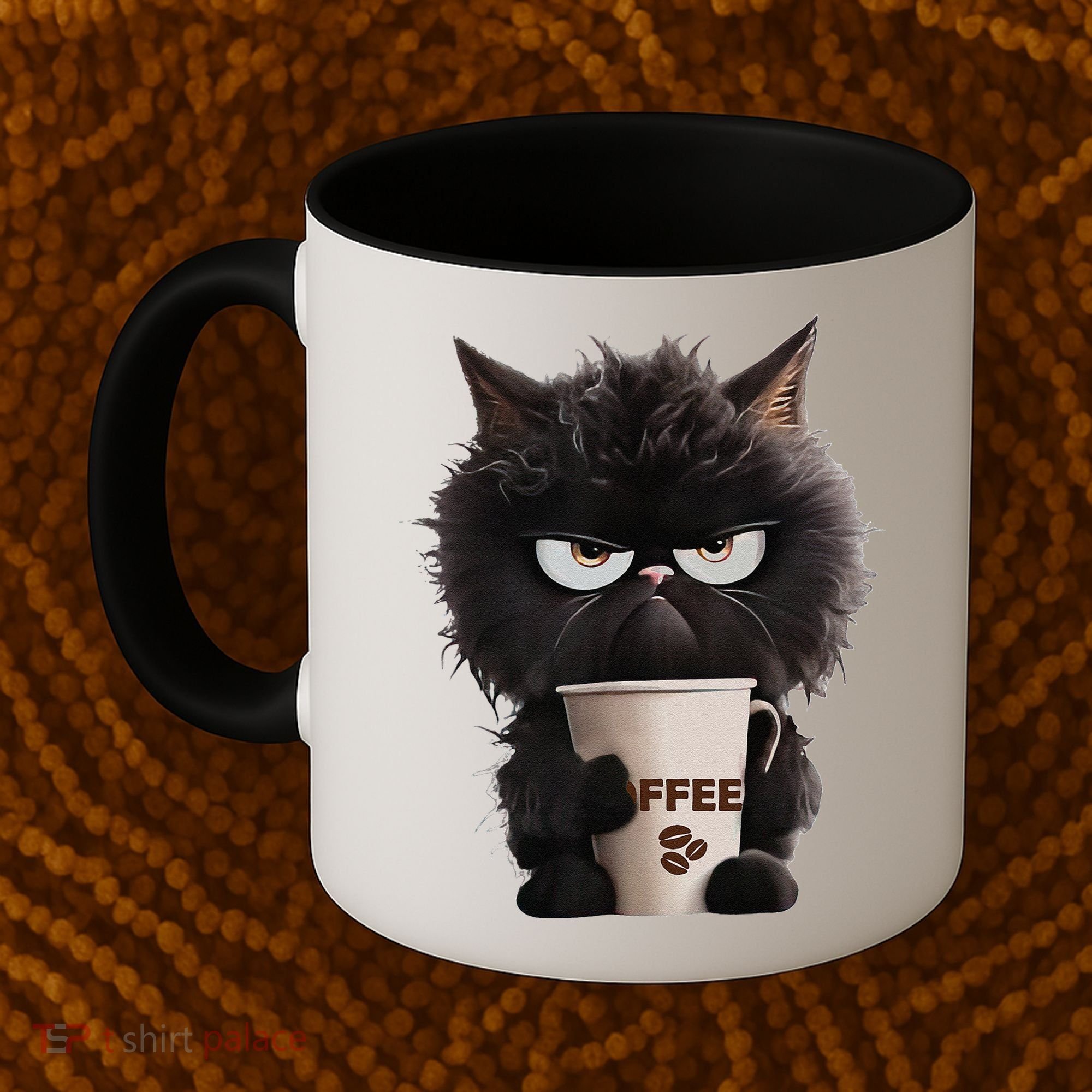 Funny Angry Black Cat Drinking Coffee Loves Coffee Pet Coffee Mug