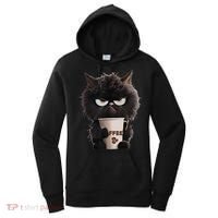 Funny Angry Black Cat Drinking Coffee Loves Coffee Pet Women's Hoodie thumb 0
