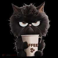 Funny Angry Black Cat Drinking Coffee Loves Coffee Pet Women's Hoodie thumb 2