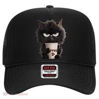 Funny Angry Black Cat Drinking Coffee Loves Coffee Pet Hat thumb 0