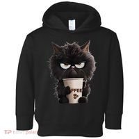 Funny Angry Black Cat Drinking Coffee Loves Coffee Pet Toddler Hoodie thumb 0