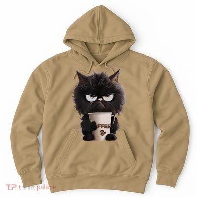 Funny Angry Black Cat Drinking Coffee Loves Coffee Pet Hoodie