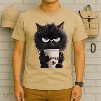 Funny Angry Black Cat Drinking Coffee Loves Coffee Pet T-Shirt thumb 6