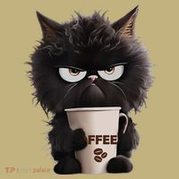 Funny Angry Black Cat Drinking Coffee Loves Coffee Pet Mousepad thumb 1