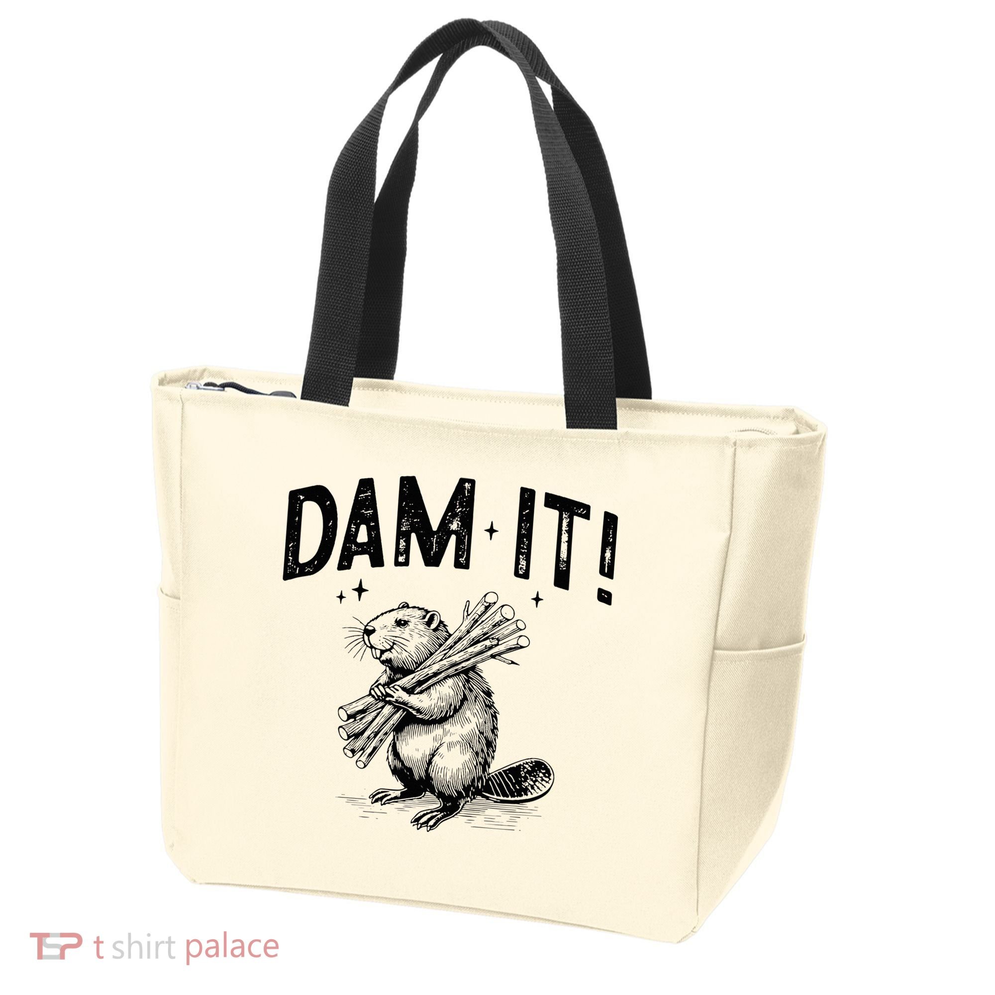 Funny Animal Beaver Dam It Tote Bag