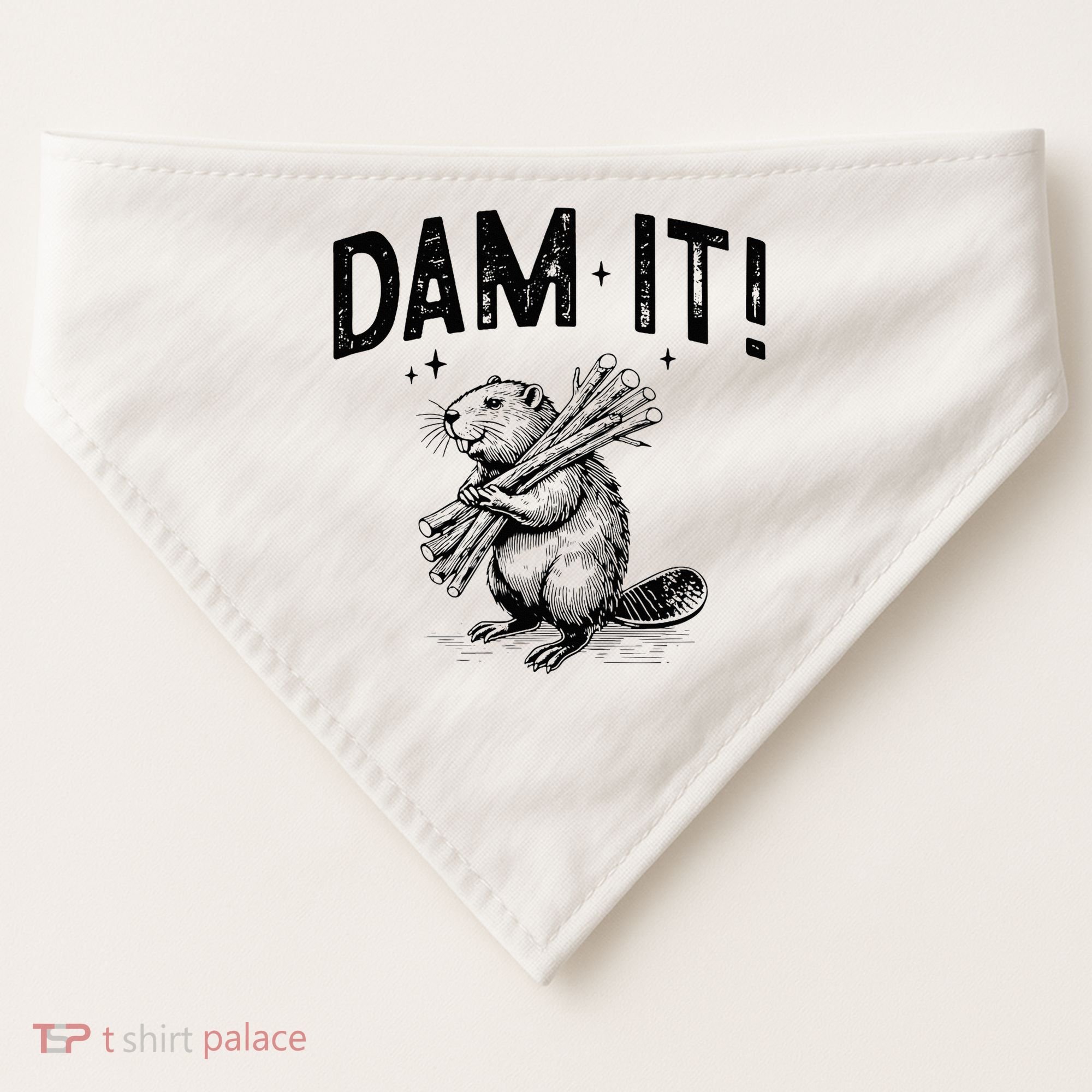 Funny Animal Beaver Dam It USA-Made Doggie Bandana
