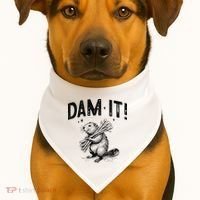Funny Animal Beaver Dam It USA-Made Doggie Bandana thumb 1