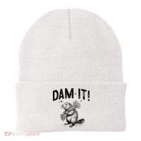 Funny Animal Beaver Dam It Beanie thumb 0