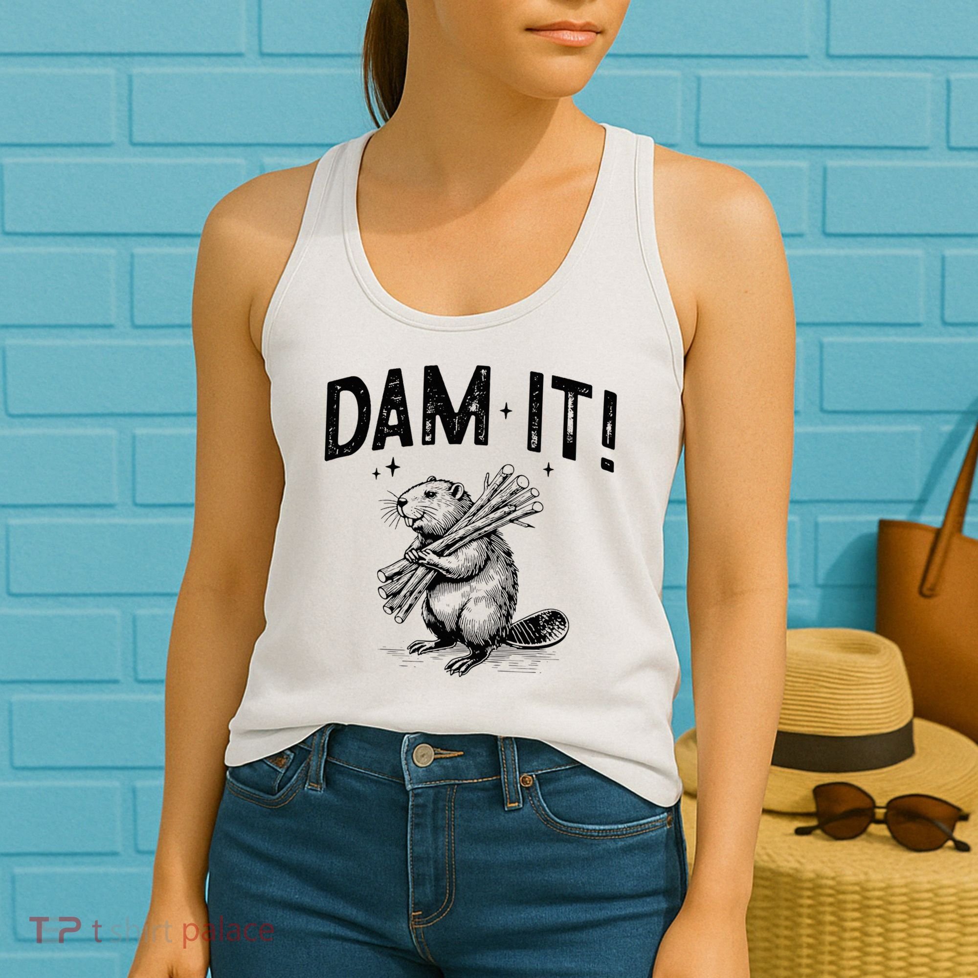 Funny Animal Beaver Dam It Women's Tank Top
