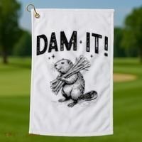 Funny Animal Beaver Dam It Golf Towel thumb 1