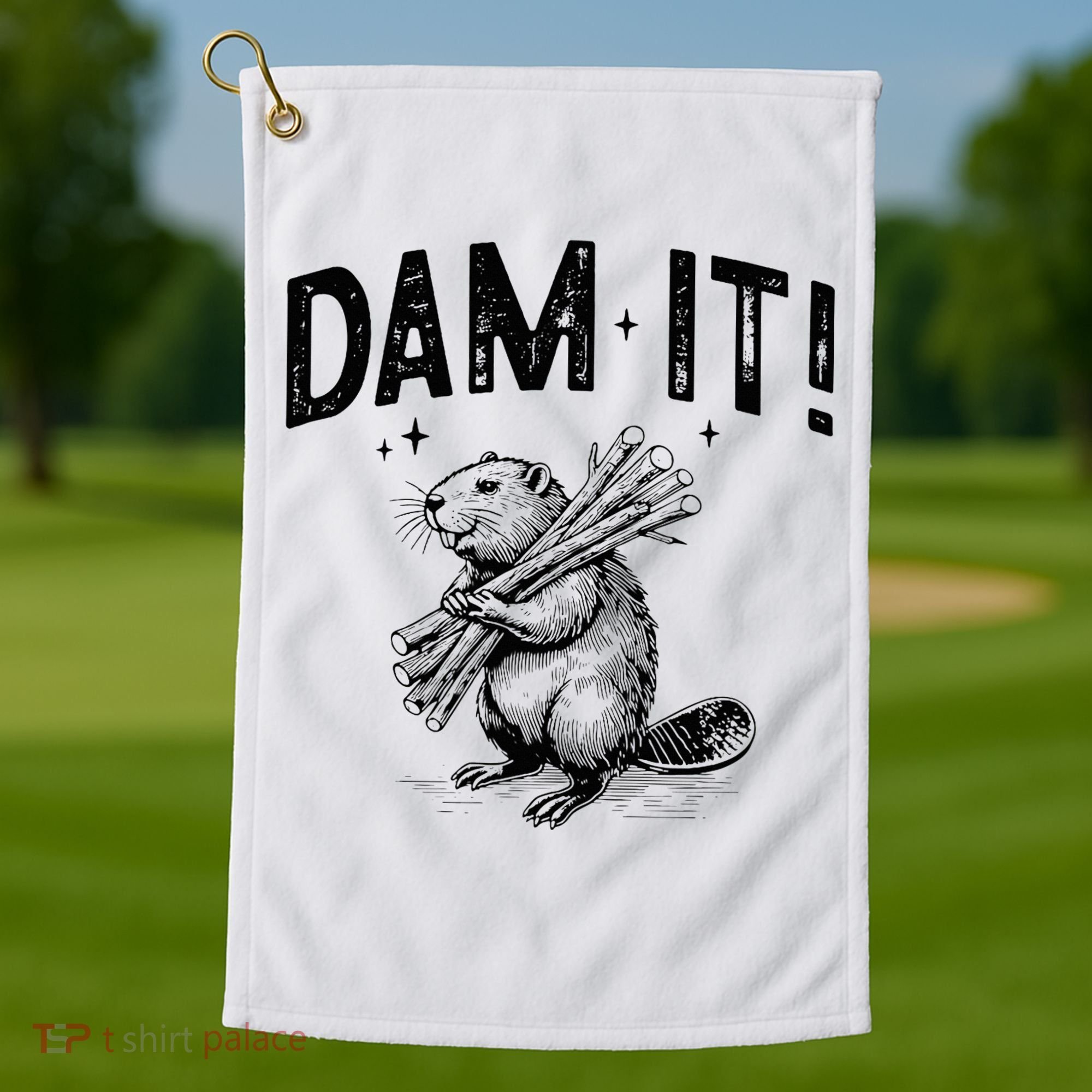 Funny Animal Beaver Dam It Golf Towel