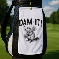 Funny Animal Beaver Dam It Golf Towel thumb 2