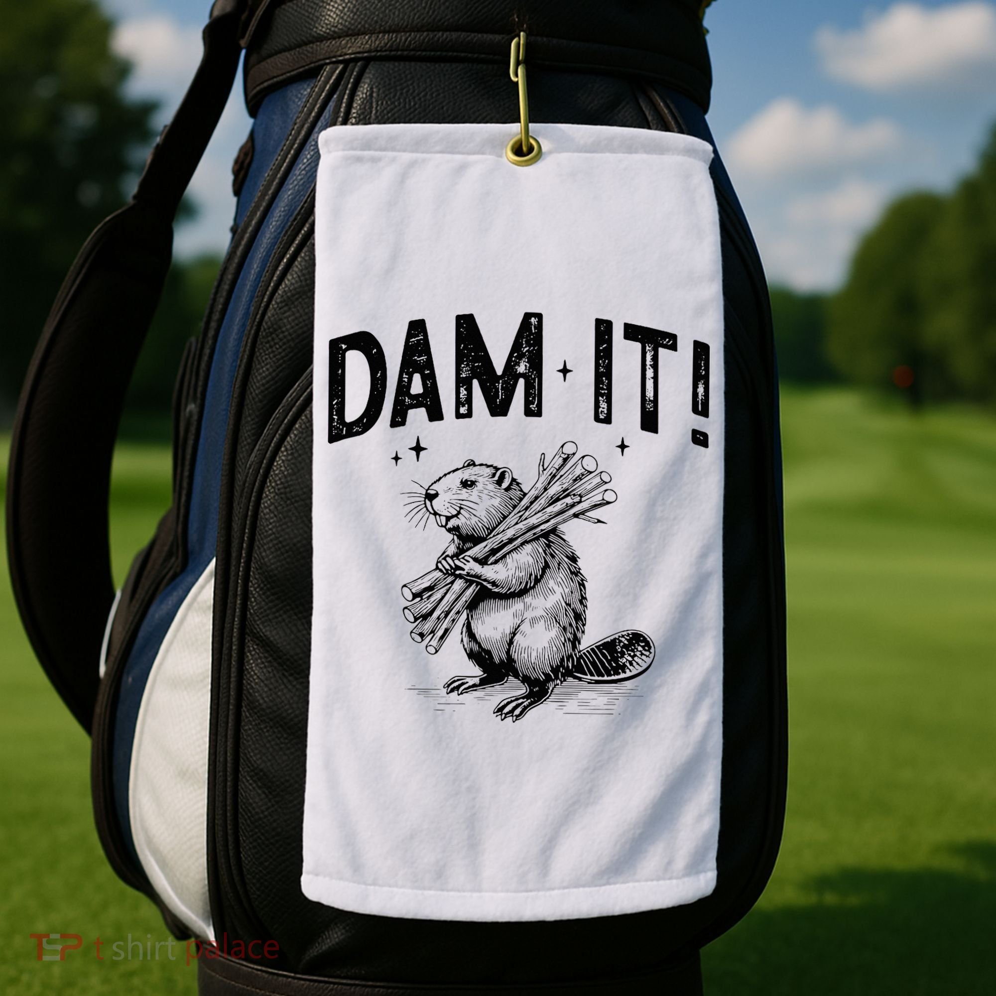 Funny Animal Beaver Dam It Golf Towel