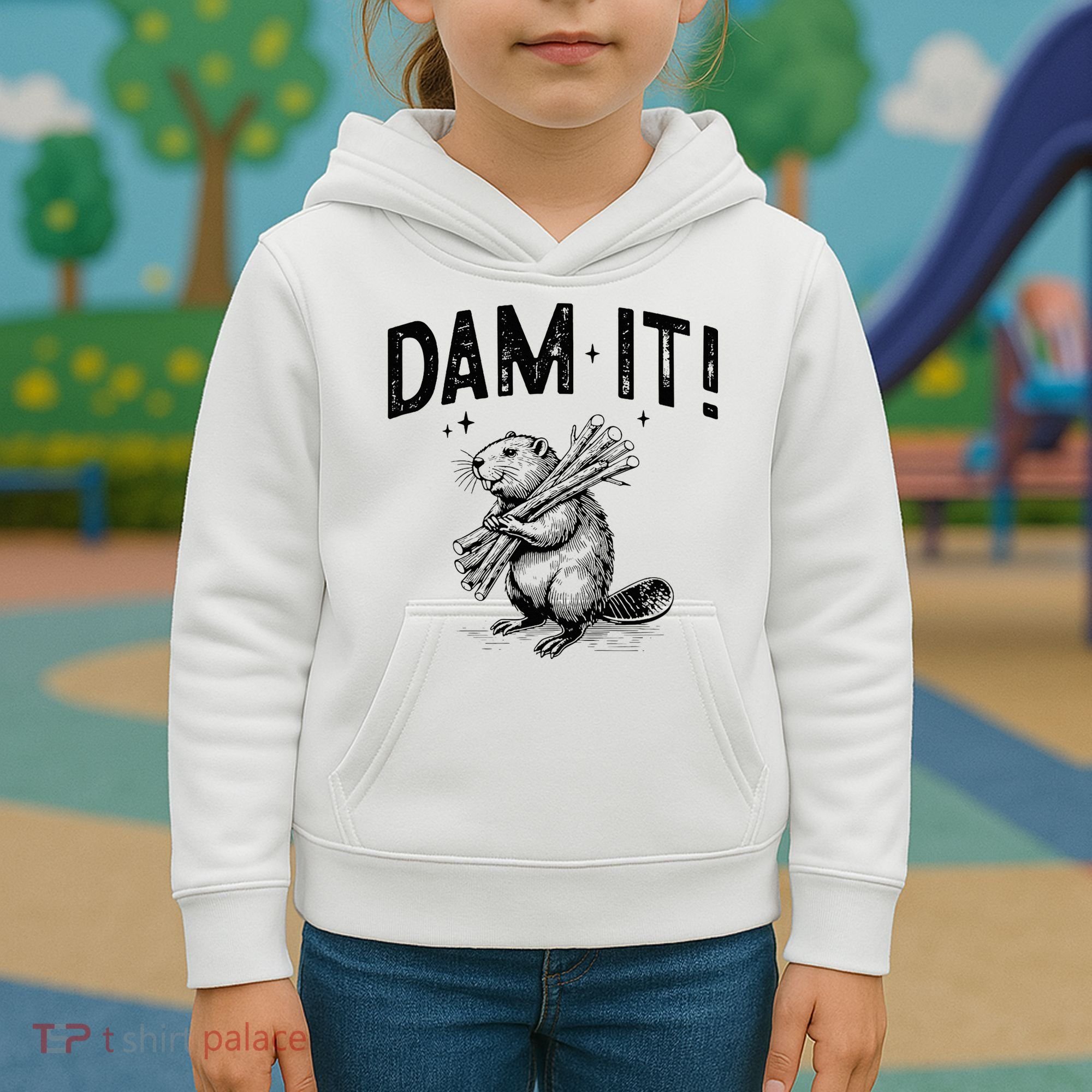 Funny Animal Beaver Dam It Kids Hoodie