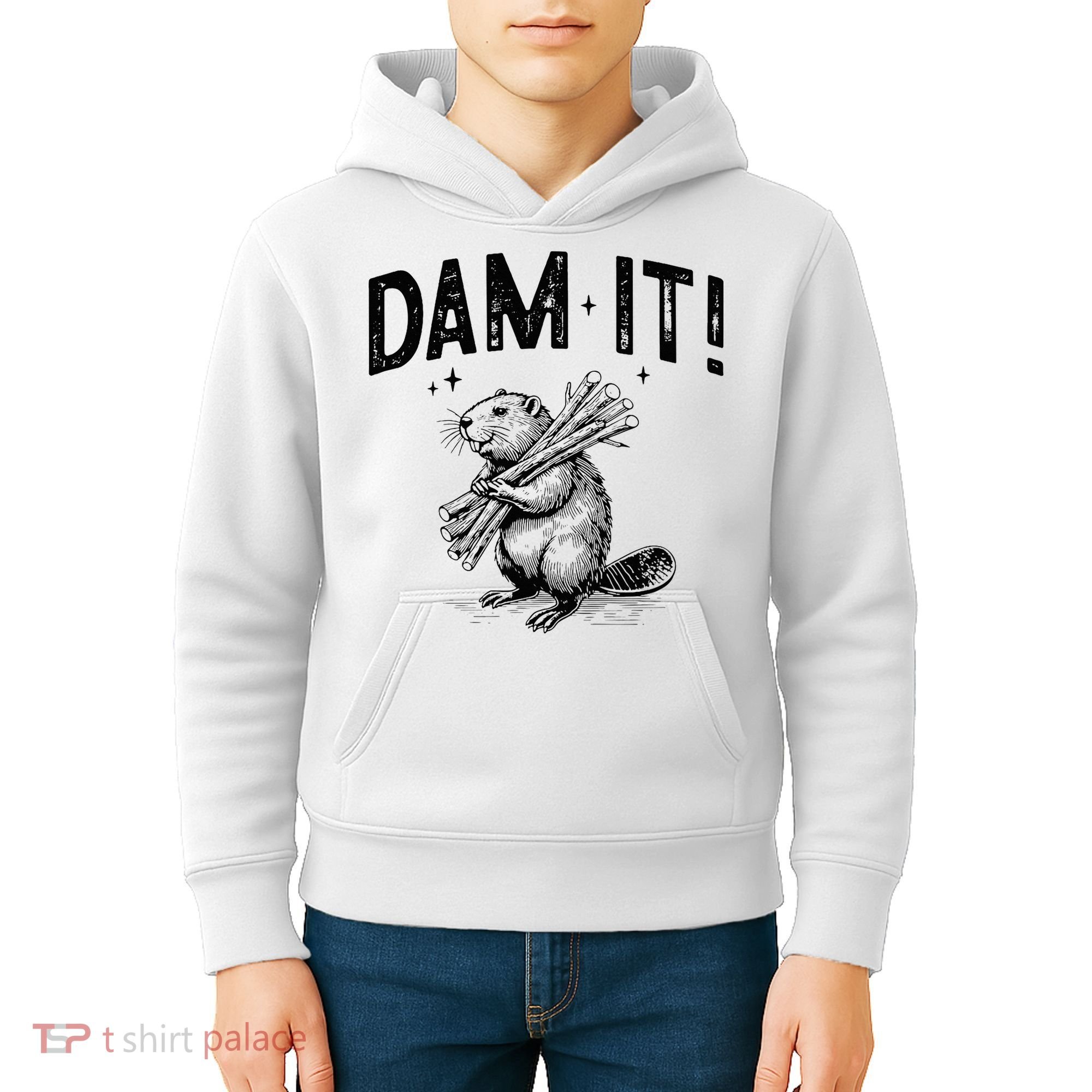 Funny Animal Beaver Dam It Kids Hoodie